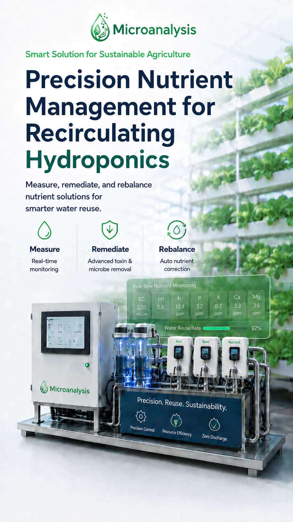 Precision nutrient management for recirculating hydroponics by Microanalysis